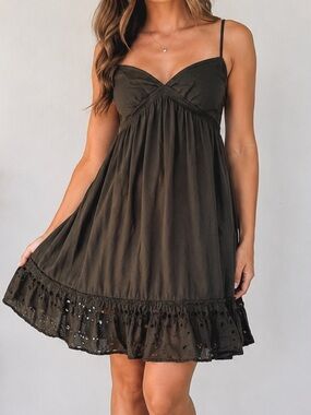 American Eagle olive green eyelet dress, size S